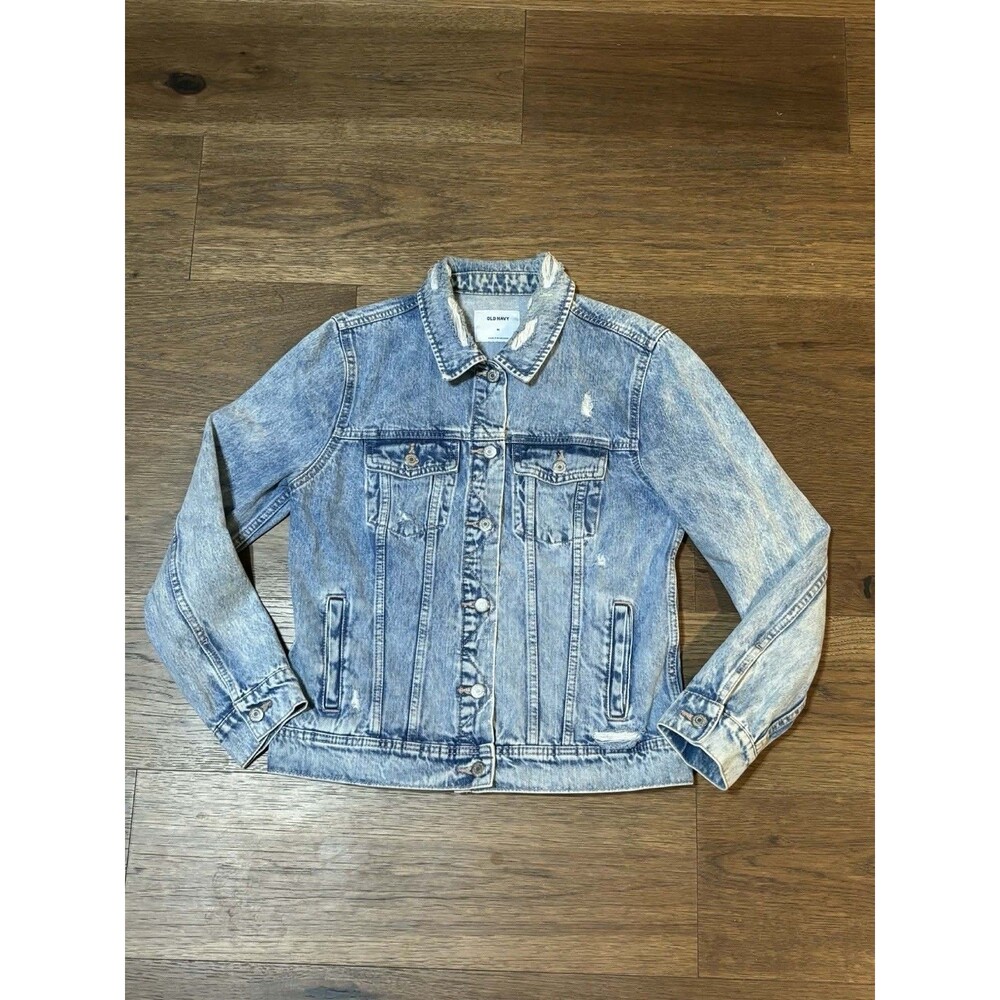 Old Navy Denim Jean Jacket Distressed Women’s Size S/M